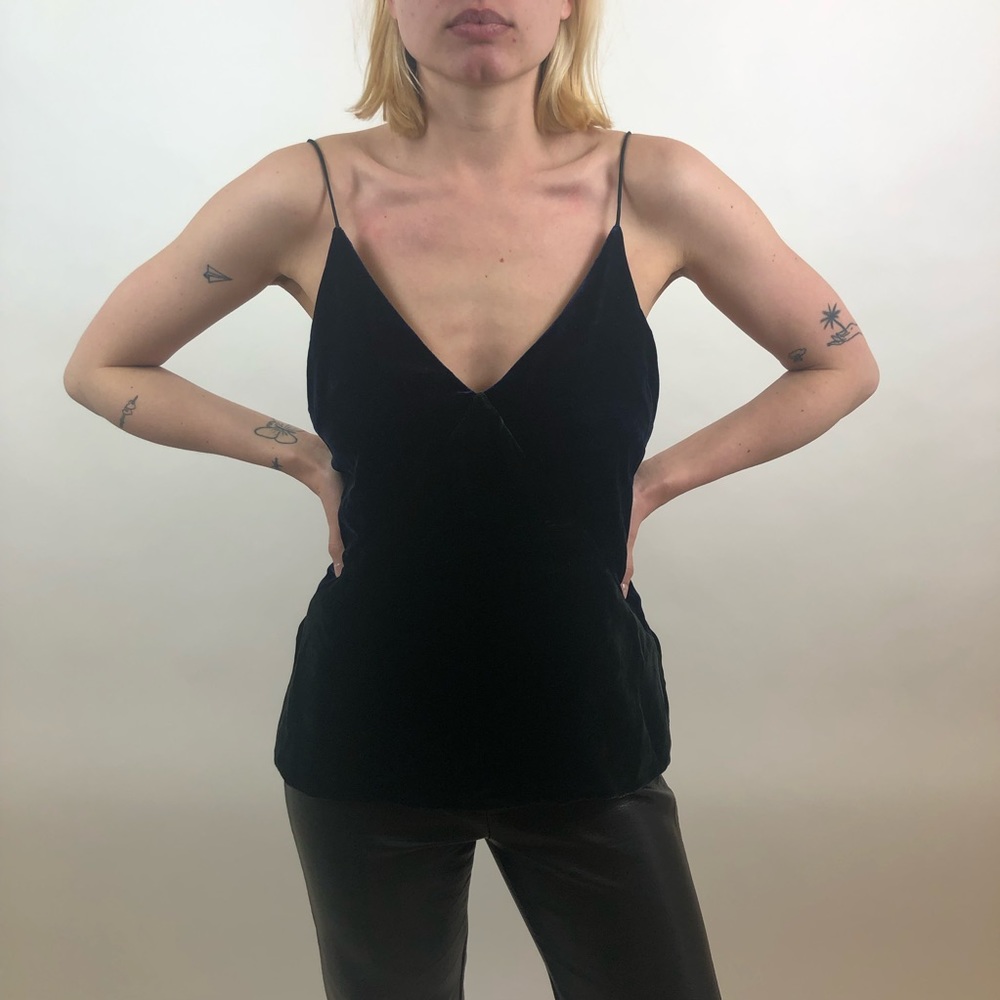 deep blue and green velour cami